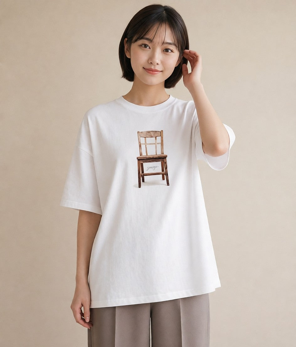 プリントTシャツ レディース 窓辺の椅子 窓辺 椅子 ナチュラル アンティーク イラスト こなれ感 母の日 ビーチ 白T