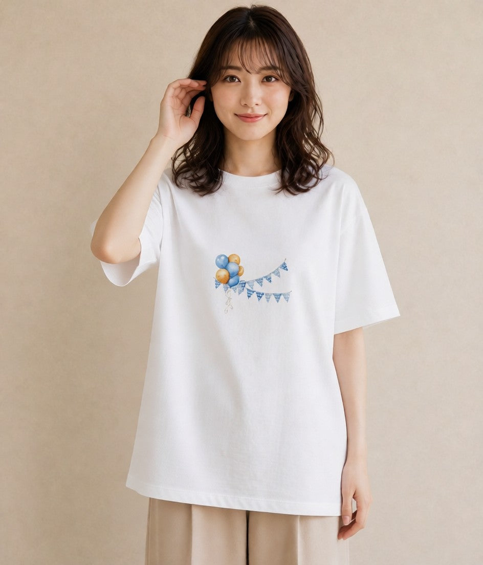 プリントTシャツ レディース 洗濯物 風 ナチュラル アンティーク イラスト シック 親子 20代 白T