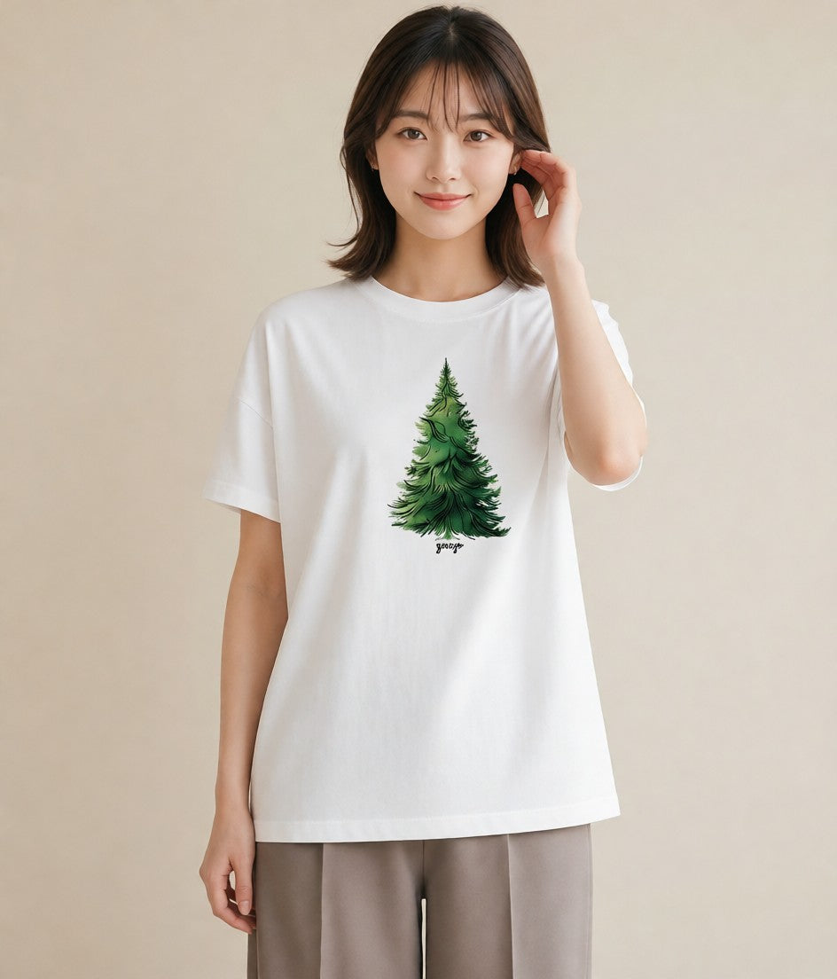 半袖Tシャツ レディース 木 植物 ボタニカル イラスト アート風 おしゃれギフト 社会人 白T