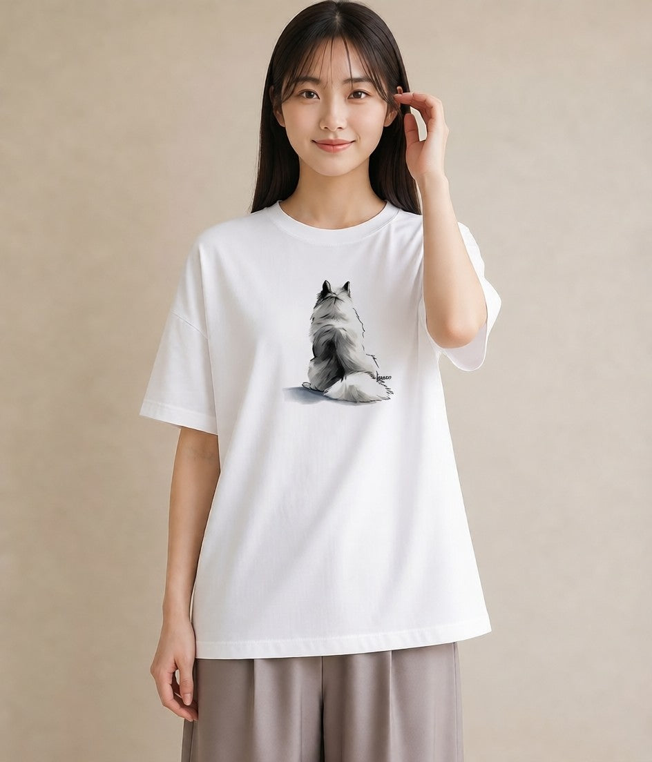 プリントTシャツ レディース サモエド 犬 いぬ イラスト 抜け感 社会人 女性 白T