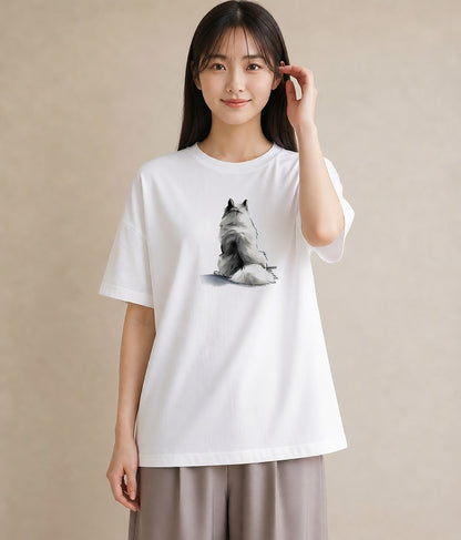 プリントTシャツ レディース サモエド 犬 いぬ イラスト 抜け感 社会人 女性 白T