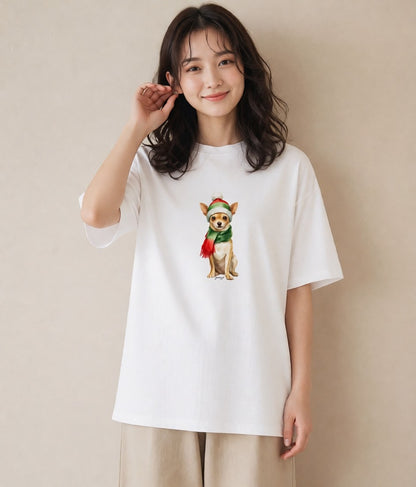 グラフィックTシャツ レディース チワワ 犬 いぬ イラスト アート風 お出かけ 普段着 白T
