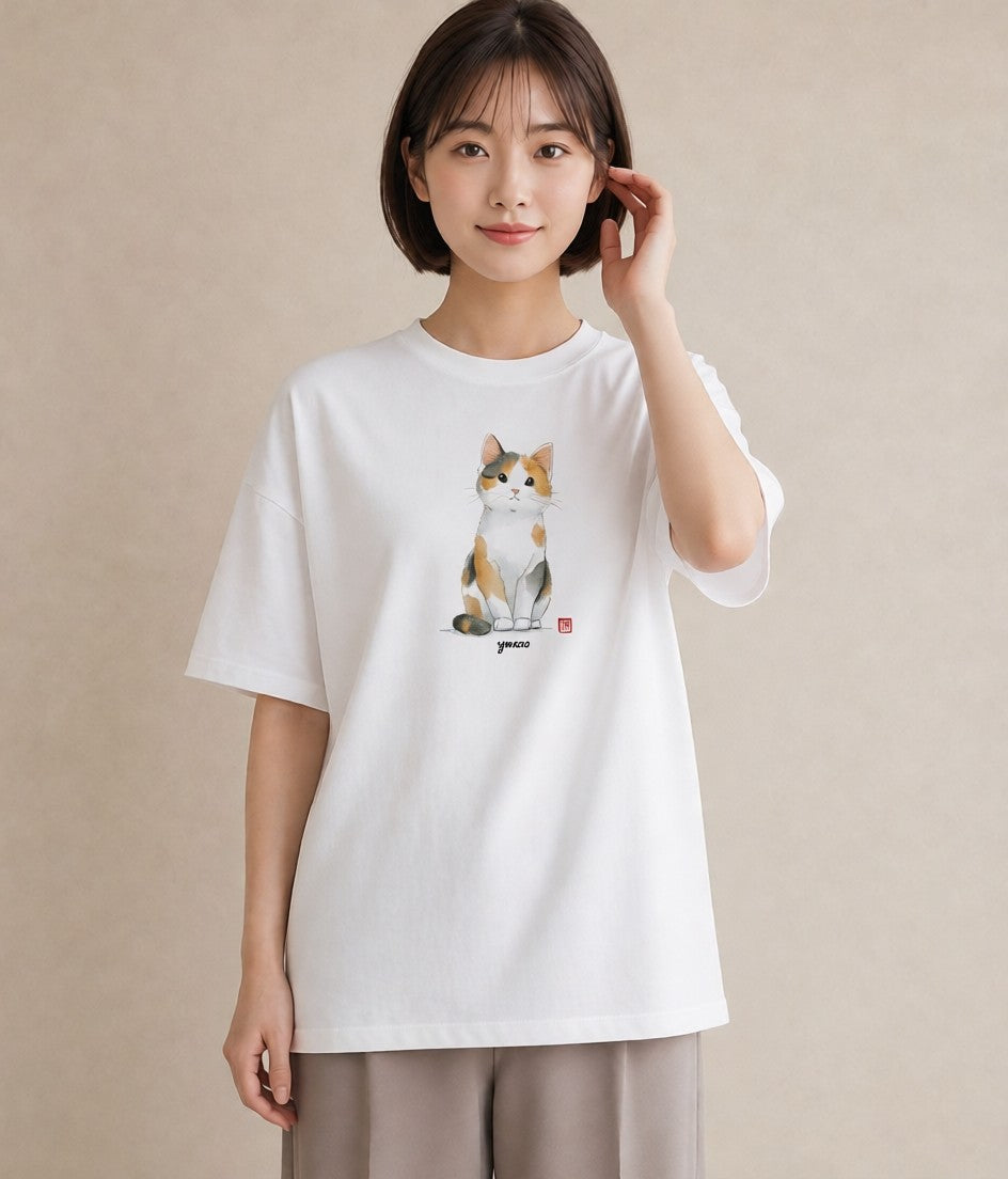 デザインTシャツ レディース マンチカン 猫 ねこ イラスト 水彩風 敬老の日 ホワイトデー 白T