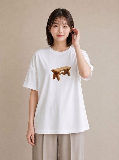 プリントTシャツ レディース 雨上がりのベンチ ベンチ ナチュラル アンティーク イラスト モード 春コーデ 姉妹 白T