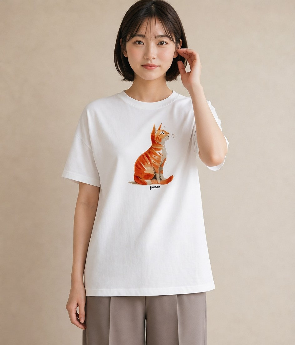 プリントTシャツ レディース 猫の手 猫 ねこ イラスト 水彩風 誕生日プレゼント 綿100 白T