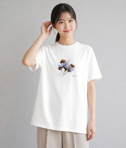 デザインTシャツ レディース てんとう虫 昆虫 虫 イラスト ニュアンス ビーチ デイリーウェア 白T