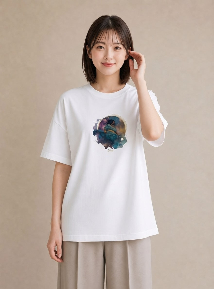 半袖Tシャツ レディース 蟹座 星空 宇宙 イラスト 個性的 敬老の日 ホワイトデー 白T