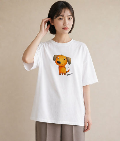 グラフィックTシャツ レディース 犬好き 犬 いぬ イラスト 秋コーデ おしゃれギフト 白T