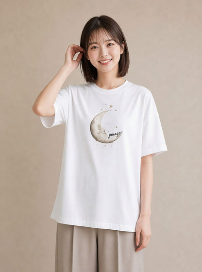 Tシャツ レディース 星空 宇宙 イラスト アート風 普段着 週末コーデ 白T