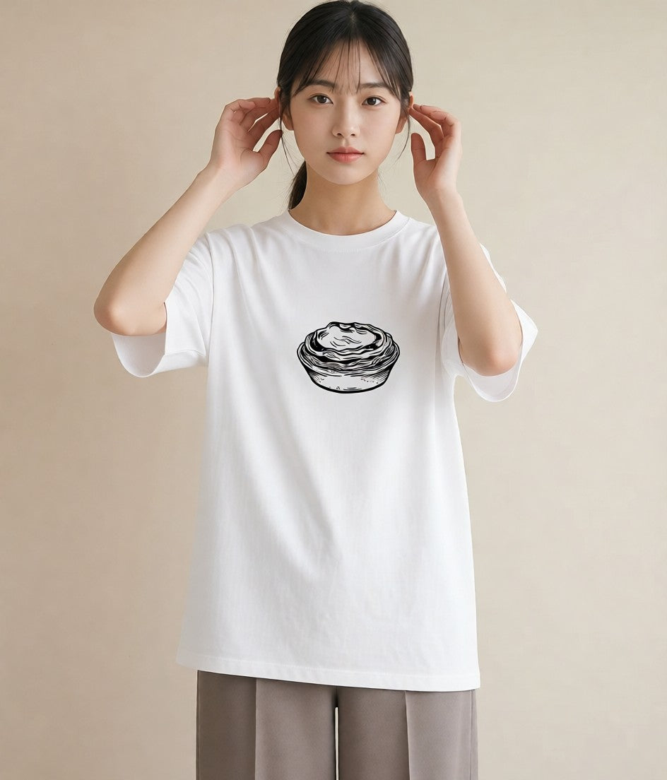グラフィックTシャツ レディース スイーツ お菓子 デザート イラスト きれいめカジュアル 普段着 週末コーデ 白T