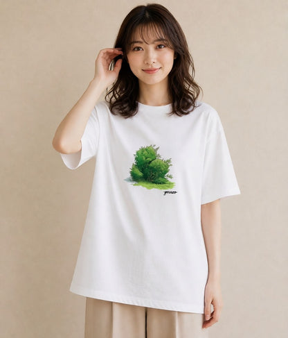 デザインTシャツ レディース 芝生 植物 ボタニカル イラスト 北欧風 部屋着 女性向けギフト 白T