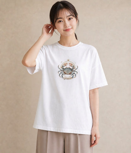 半袖Tシャツ レディース 蠍座 星空 宇宙 イラスト ゆるかわ 旅行 母娘コーデ 白T