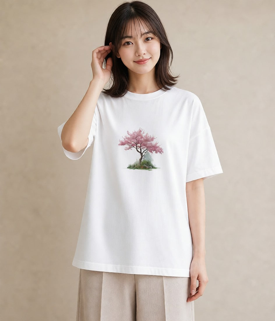 グラフィックTシャツ レディース 盆栽 植物 ボタニカル イラスト 旅行コーデ 部屋着 女性向けギフト 白T