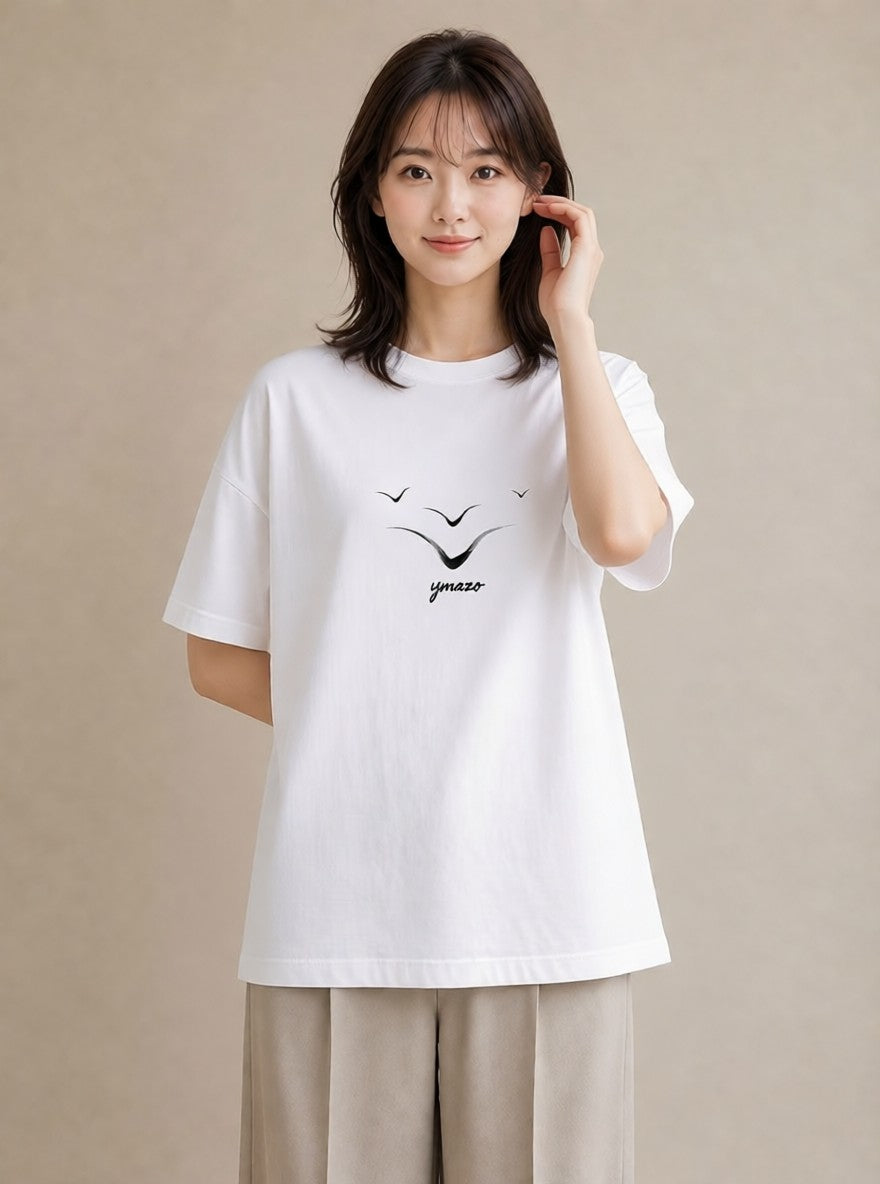グラフィックTシャツ レディース パールピアス アクセサリー ナチュラル アンティーク イラスト お洒落 レイヤード 友達ギフト 白T
