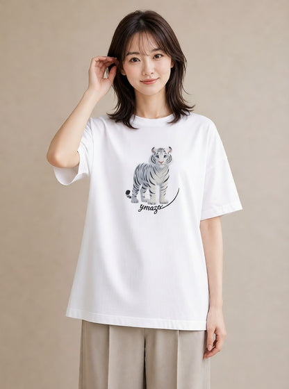 グラフィックTシャツ レディース とら 動物 アニマル イラスト 旅行コーデ 友達ギフト 部屋着 白T