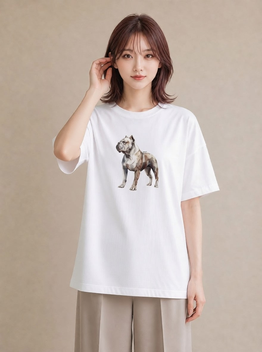 グラフィックTシャツ レディース 犬 いぬ イラスト 淡色 親子 20代 白T