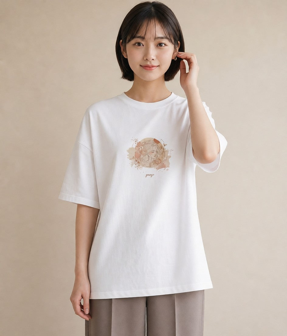 半袖Tシャツ レディース 獅子座 星空 宇宙 イラスト ラフ おしゃれギフト 社会人 白T