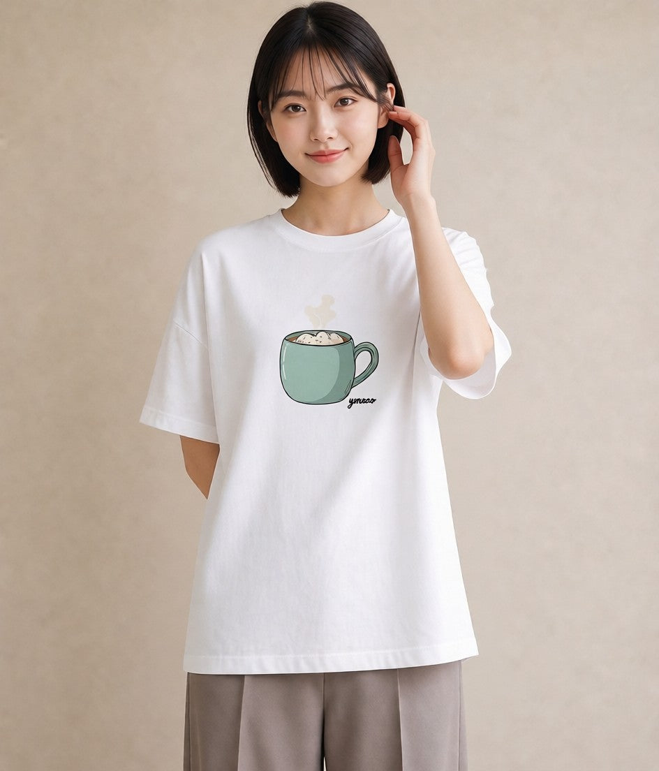 Tシャツ レディース 抹茶 食べ物 フード イラスト ママ カフェ服 白T