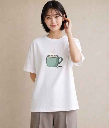 Tシャツ レディース 抹茶 食べ物 フード イラスト ママ カフェ服 白T