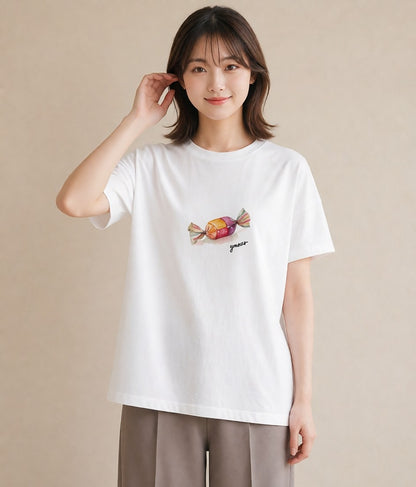デザインTシャツ レディース だんご 食べ物 フード イラスト 水彩風 在宅 公園 白T