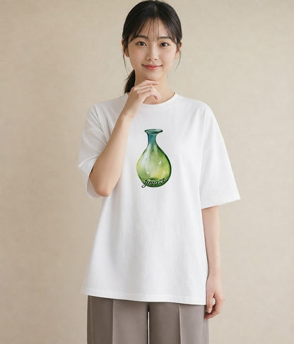 グラフィックTシャツ レディース ミルク 食べ物 フード イラスト シック 在宅 公園 白T