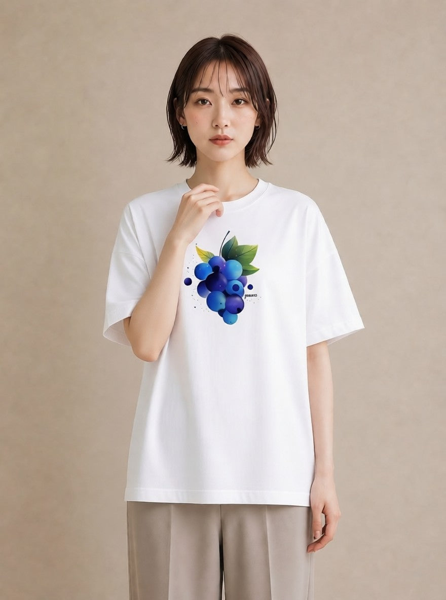 Tシャツ レディース ブルーベリー 食べ物 フード イラスト 北欧風 敬老の日 ホワイトデー 白T