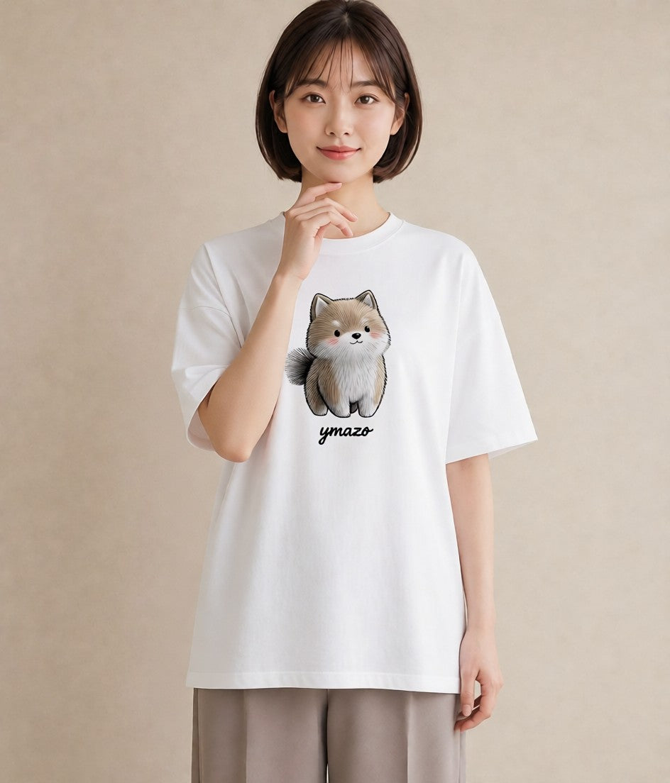グラフィックTシャツ レディース 柴犬 しばいぬ 犬 いぬ イラスト ミニマル 週末コーデ 敬老の日 白T