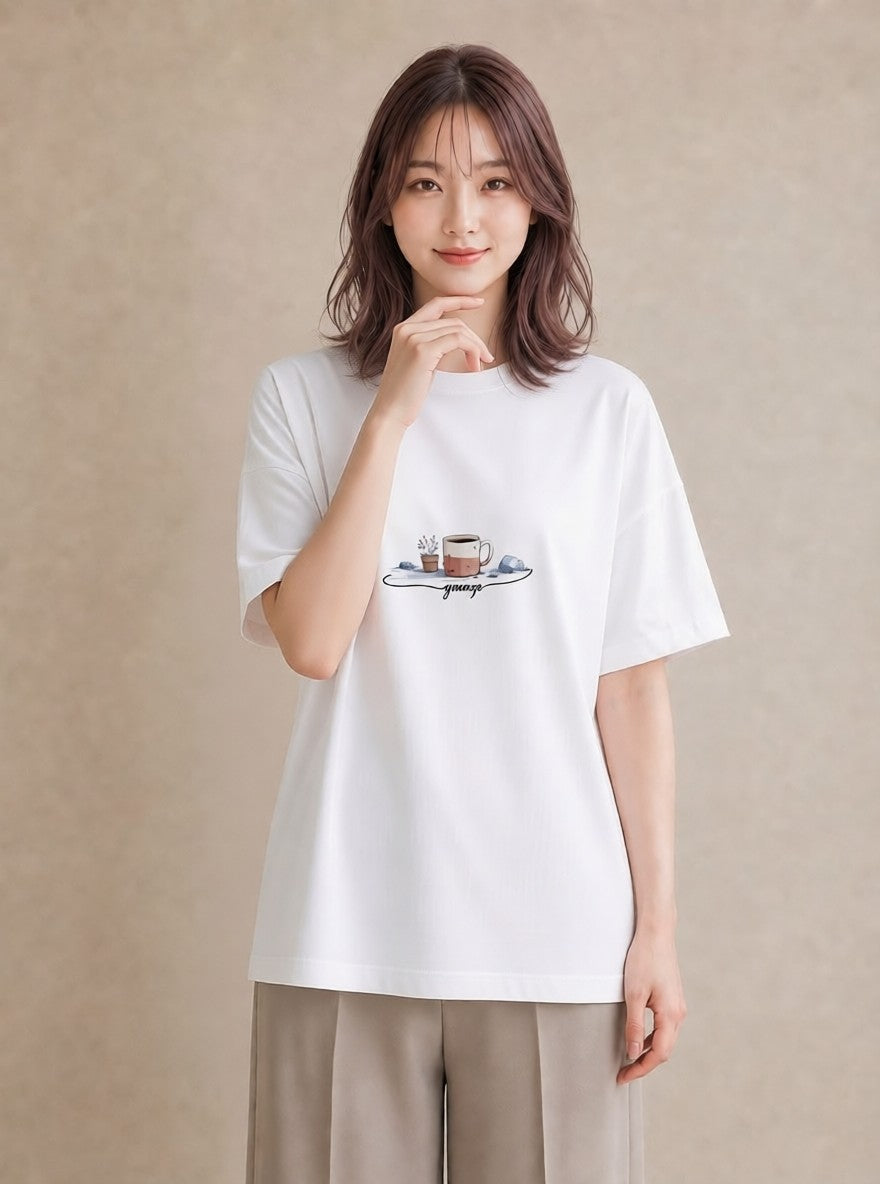 Tシャツ レディース エスプレッソ 食べ物 フード イラスト ヴィンテージ風 春服 ミセス 白T