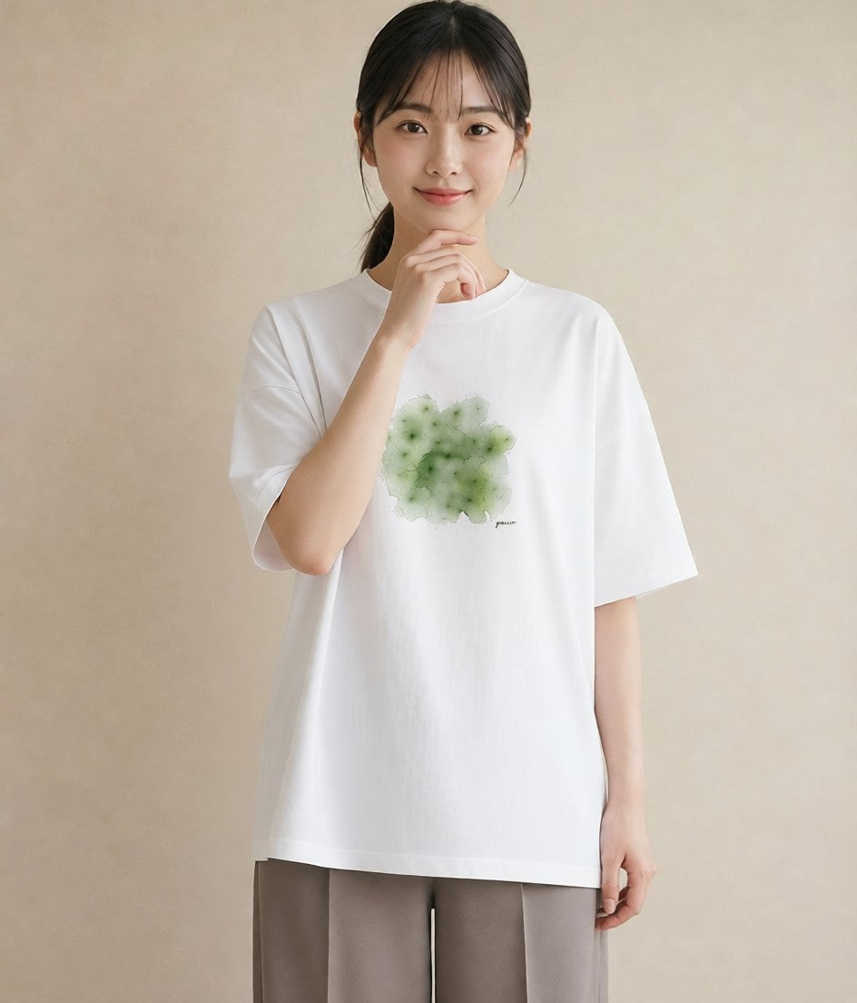 グラフィックTシャツ レディース クローバー 四つ葉 花 花柄 イラスト 線画 夏コーデ 通学 白T