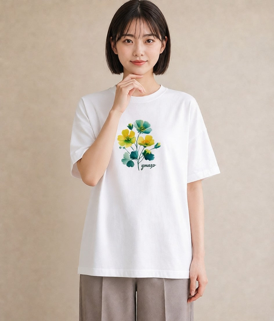 プリントTシャツ レディース パンジー 花 花柄 イラスト 上品 春コーデ 姉妹 白T