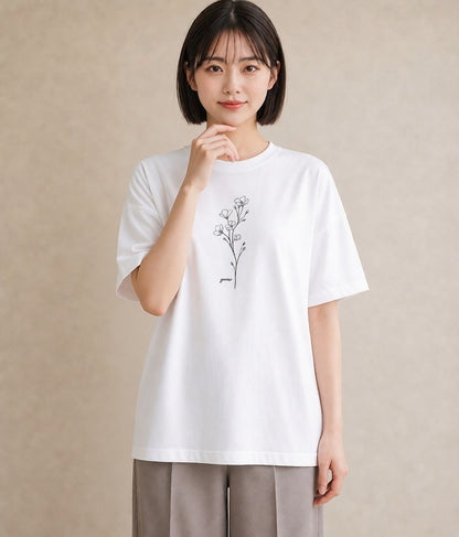 デザインTシャツ レディース さくら 桜 桜の枝 イラスト ラフ 親子 20代 白T