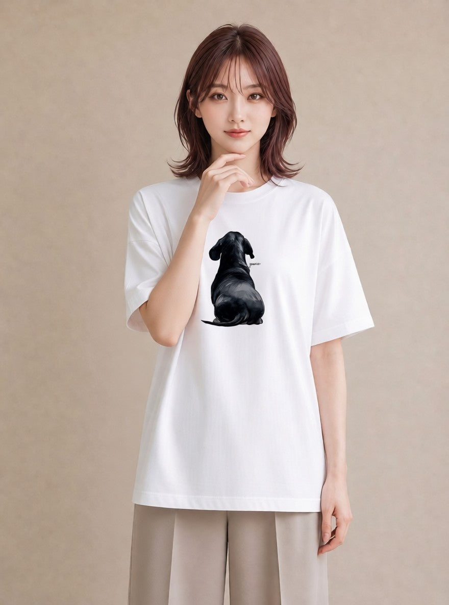 半袖Tシャツ レディース ミックス犬 犬 いぬ イラスト 韓国風 カジュアルコーデ 買い物 白T