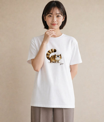 グラフィックTシャツ レディース マンチカン 猫 ねこ イラスト きれいめ カフェ巡り 女子会 白T