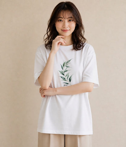 グラフィックTシャツ レディース 苔 植物 ボタニカル イラスト きれいめ おしゃれギフト 社会人 白T