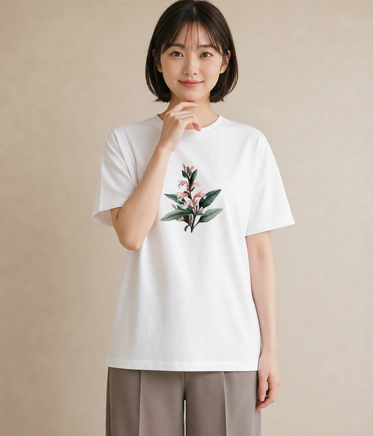 半袖Tシャツ レディース すずらん 花 花柄 イラスト お洒落 デイリーウェア 休日 白T
