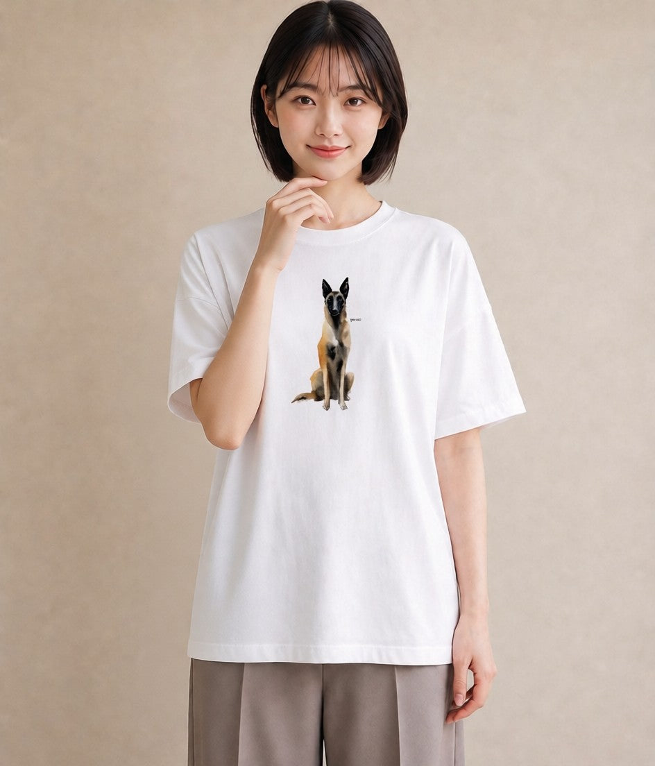 Tシャツ レディース ジャーマンシェパード 犬 いぬ イラスト 上品 送別ギフト 通勤 白T