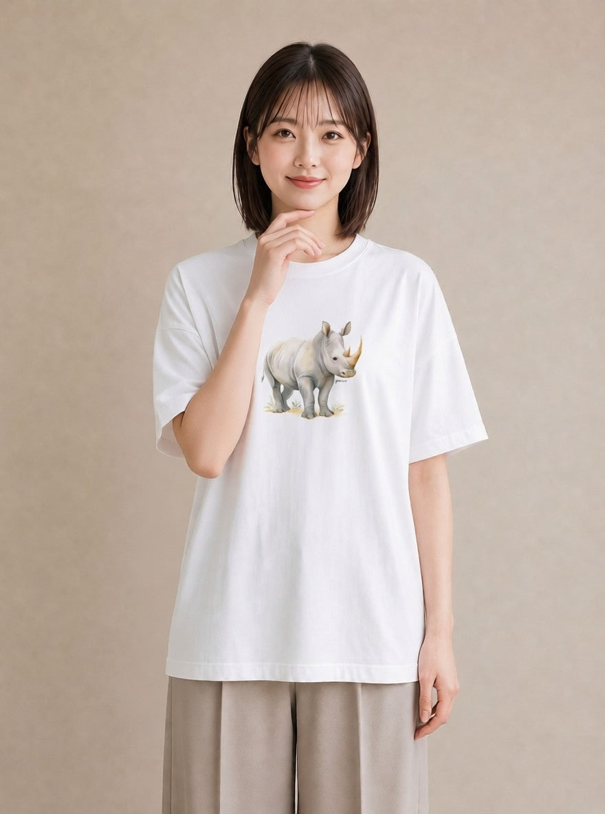 Tシャツ レディース カバ 動物 アニマル イラスト カジュアル 部屋着 女性向けギフト 白T