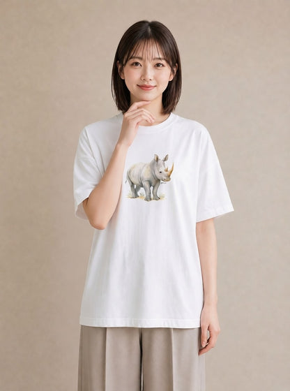 Tシャツ レディース カバ 動物 アニマル イラスト カジュアル 部屋着 女性向けギフト 白T
