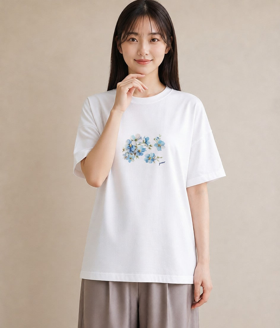 デザインTシャツ レディース 花 花柄 イラスト シック 女性 旅行用 白T