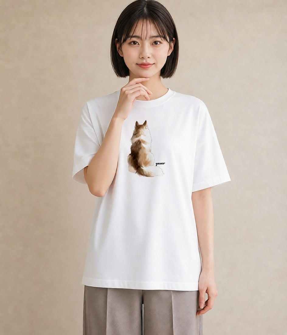 半袖Tシャツ レディース シャム柄 猫 ねこ イラスト 旅行コーデ 秋コーデ おしゃれギフト 白T