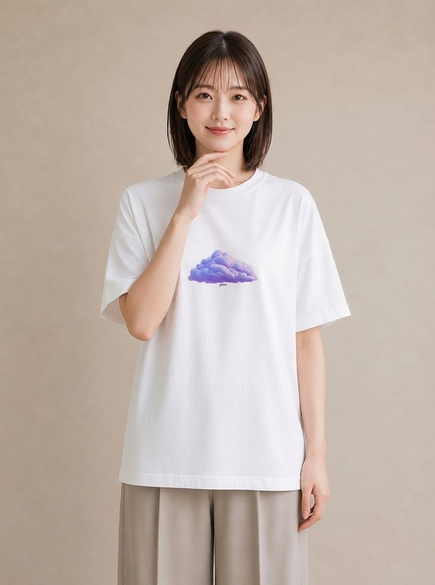 半袖Tシャツ レディース わたあめ 食べ物 フード イラスト 北欧風 ラフ レイヤード 白T