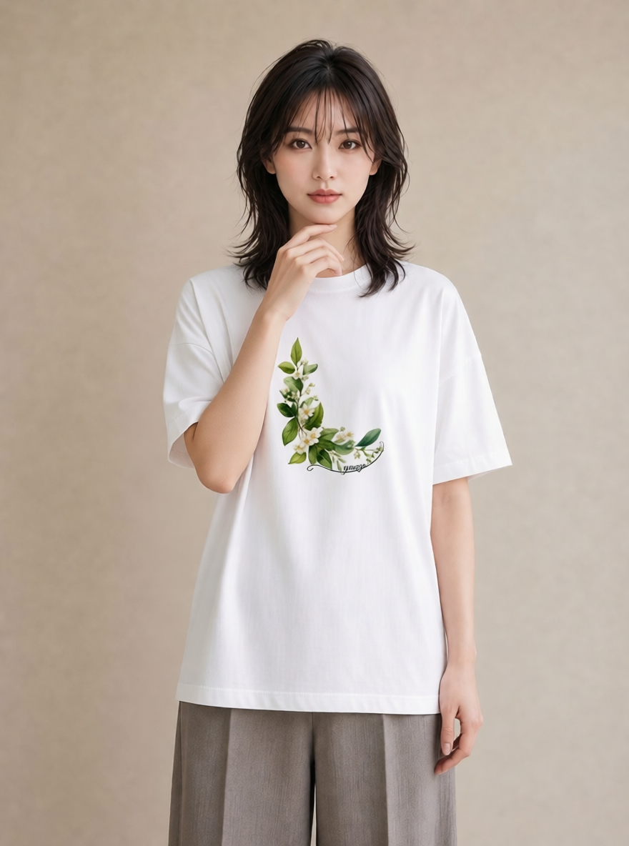 デザインTシャツ レディース 金木犀 花 花柄 イラスト ゆるコーデ 姉妹 送別ギフト 白T