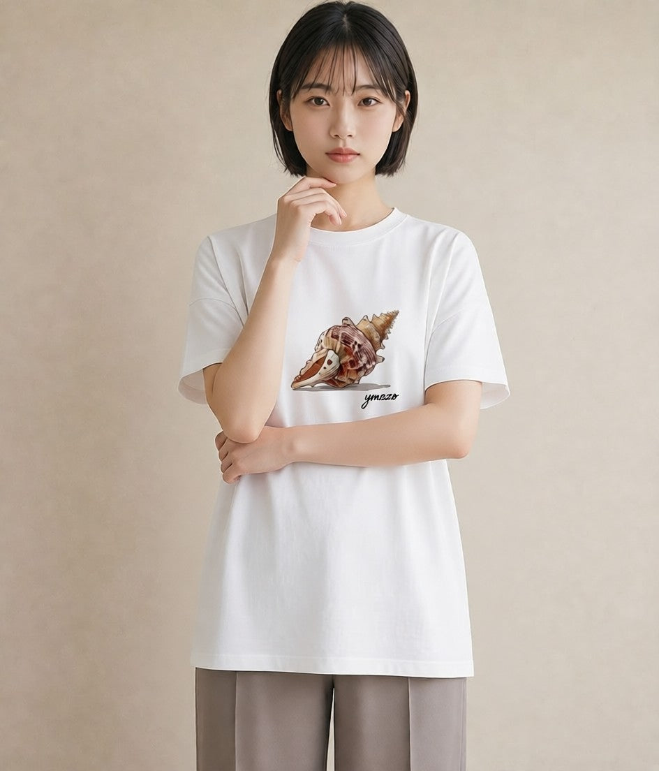 デザインTシャツ レディース 貝 海の生き物 海 イラスト ユニーク 綿100 デート 白T