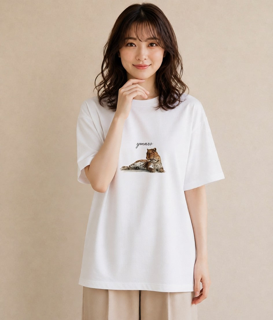 半袖Tシャツ レディース ぶち猫 猫 ねこ イラスト 普段使い お揃い 親子 白T