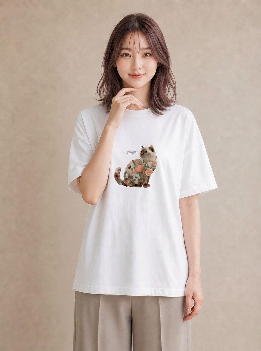 デザインTシャツ レディース ラグドール 猫 ねこ イラスト ヴィンテージ風 女子会 お揃い 白T