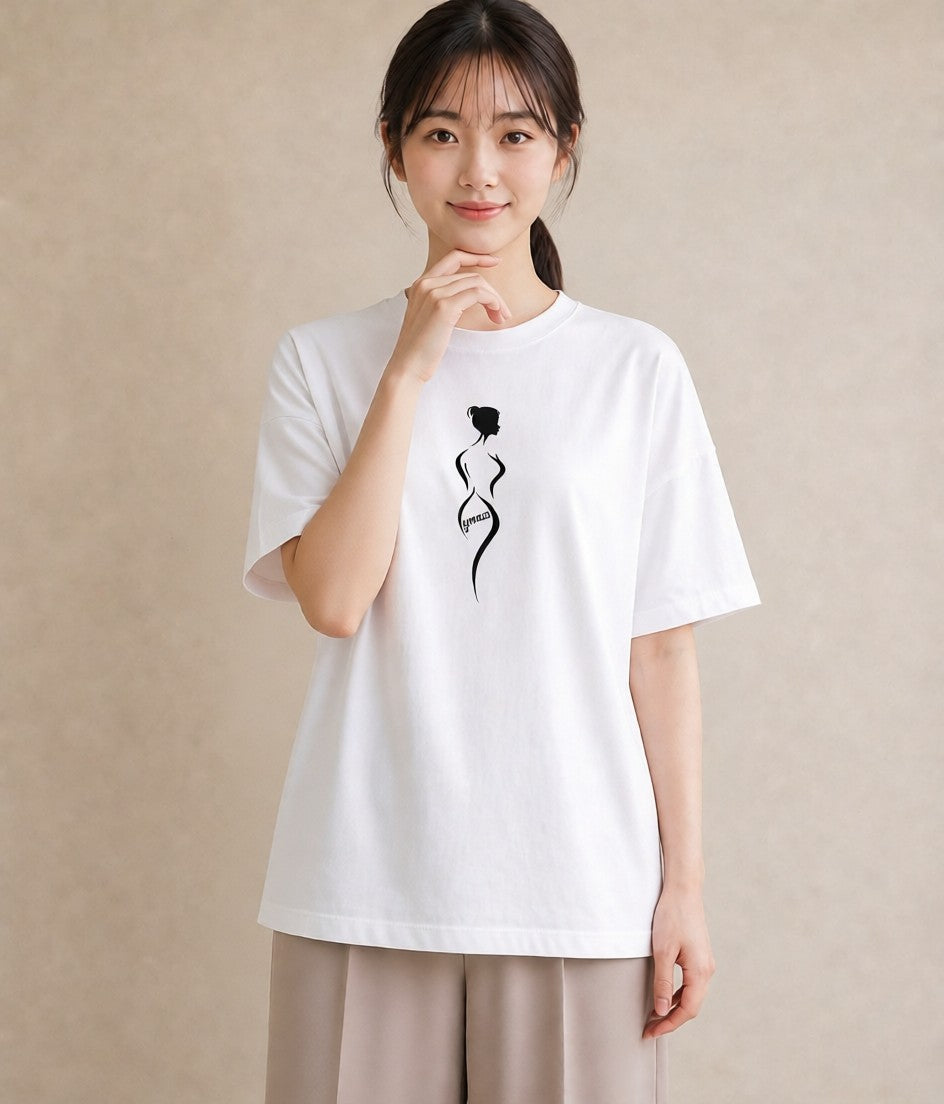 プリントTシャツ レディース 女の子 ガール 後ろ姿 イラスト ユニーク カフェ巡り 女子会 白T