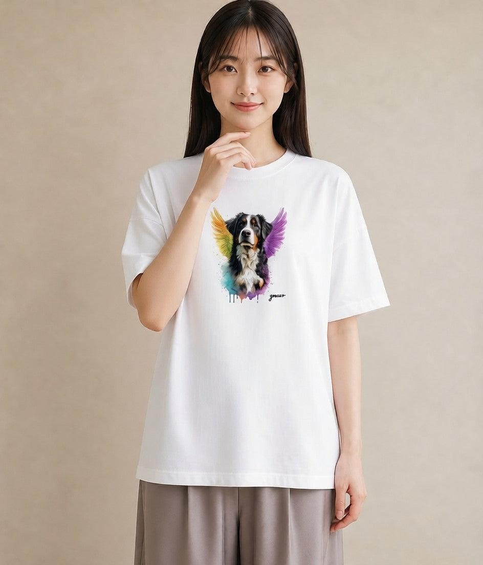 デザインTシャツ レディース バーニーズマウンテンドッグ 犬 いぬ イラスト 上品 姉妹 送別ギフト 白T