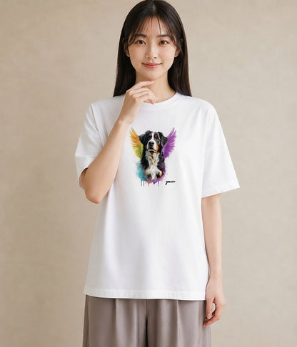 デザインTシャツ レディース バーニーズマウンテンドッグ 犬 いぬ イラスト 上品 姉妹 送別ギフト 白T