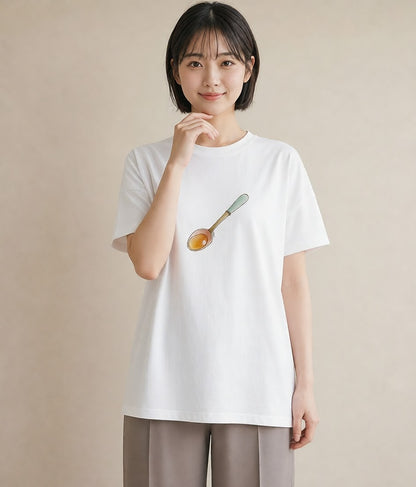 デザインTシャツ レディース 抹茶 食べ物 フード イラスト シック 海 カフェ巡り 白T