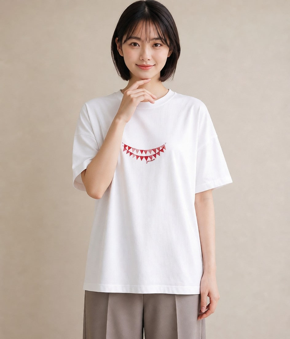 Tシャツ レディース 洗濯物 風 ナチュラル アンティーク イラスト 線画 カフェ服 クリスマス 白T